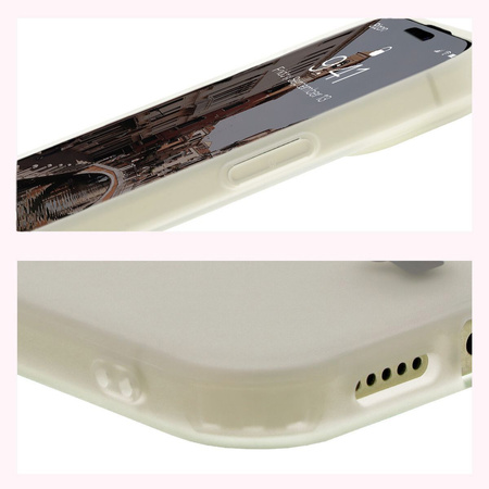 Etui z pierścieniem magnetycznym Bizon Case MatteO do iPhone 15, półprzezroczyste