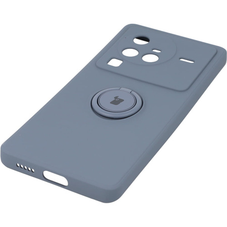 Etui Bizon Case Silicone Ring Sq do VIVO X80 Pro, szare