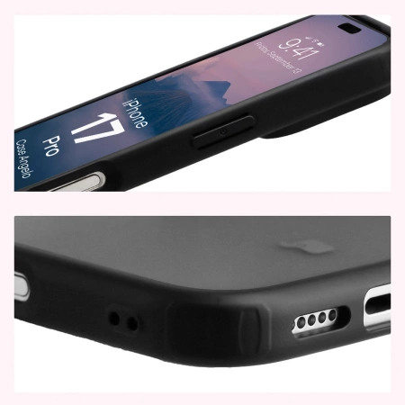 Etui Bizon Case Angelo do iPhone 17 Pro, przydymione z czarną ramką