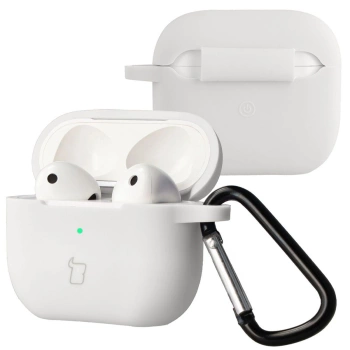 Silikonowe etui z karabińczykiem Bizon Case Headphone Silicone do AirPods 3, białe