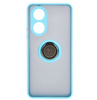 Etui z uchwytem na palec Bizon Case Hybrid Ring do Oppo A58 4G, przydymione z jasnoniebieską ramką
