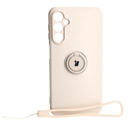 Etui Bizon Case Silicone Ring Sq do Samsung Galaxy A24, beżowe