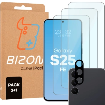 3x Szkło hartowane + szybka na aparat Bizon Glass Clear Pack do Galaxy S25 FE