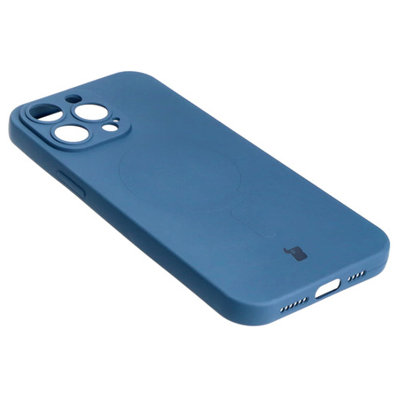 Etui silikonowe z pierścieniem magnetycznym Bizon Case Silicone Magnetic do iPhone 14 Pro Max, granatowe