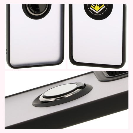 Etui z uchwytem na palec Bizon Case Hybrid Ring do Motorola Moto G55 5G, przydymione z czarną ramką