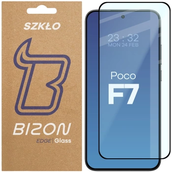 Szkło hartowane Bizon Glass Edge 2 do Xiaomi POCO F7, czarna ramka
