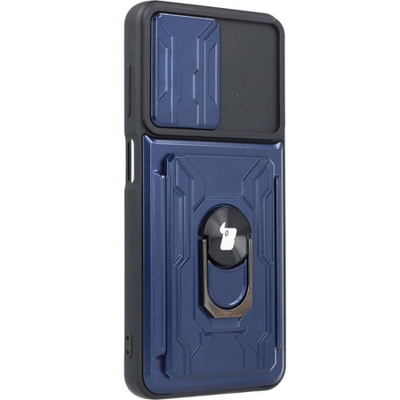 Etui Bizon Case Camshield Card Slot Ring do Galaxy A13 4G, granatowe