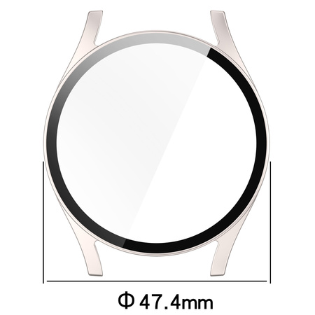 Etui ze szkłem do zegarka Bizon Case Watch Adamo do Galaxy Watch 7 44 mm, satynowo szampańskie