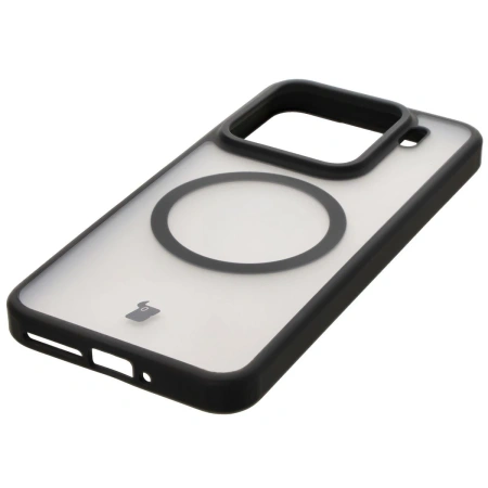 Etui z pierścieniem magnetycznym + szkło hartowane Bizon MatteO Pack do Xiaomi 15, przydymione-czarne