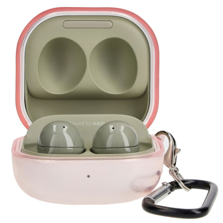 Etui Bizon Case Headphone Clear do Galaxy Buds Live / Pro / Buds2 / Buds2 Pro / Buds FE, przezroczysto-różowe