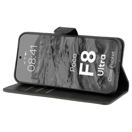 Etui z klapką Bizon Case Pocket do Xiaomi POCO F8 Ultra, czarne