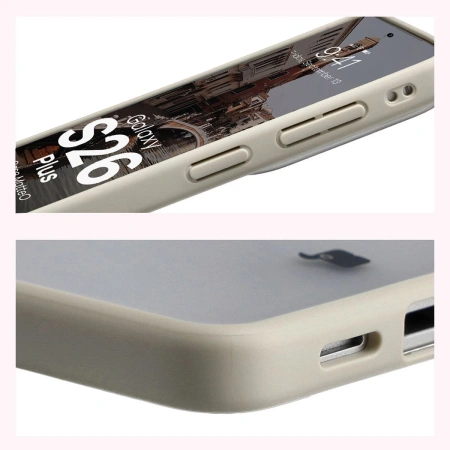 Etui z pierścieniem magnetycznym Bizon Case MatteO do Galaxy S26 Plus, przydymione-beżowe