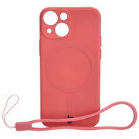 Etui Bizon Case Silicone Magnetic Sq do Apple iPhone 13 Mini, brudny róż
