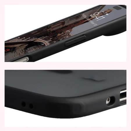 Etui z pierścieniem magnetycznym Bizon Case MatteO do iPhone Air, przydymione-czarne