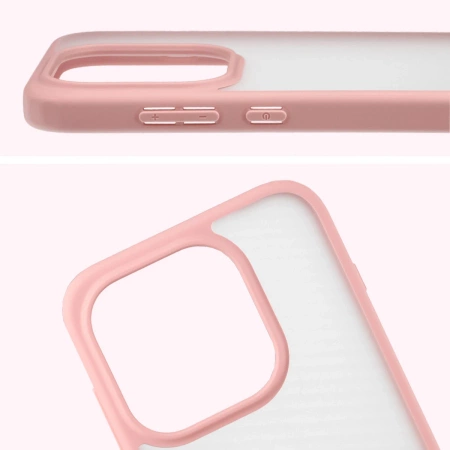 Etui Bizon Case Angelo do OnePlus 15, półprzezroczyste z jasnoróżową ramką