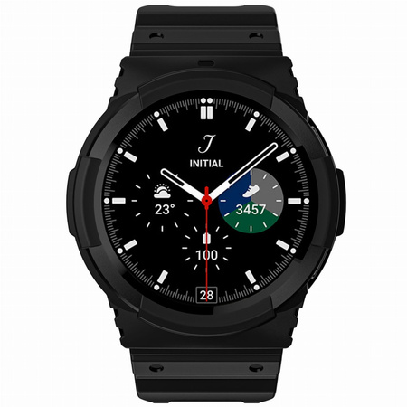 Etui z paskiem Bizon Strap + Case Watch Action do Samsung Galaxy Watch 4 / 5 44 mm, czarne