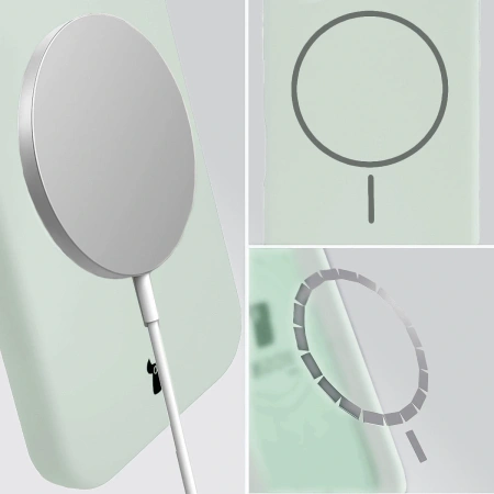 Silikonowe etui z pierścieniem magnetycznym Bizon Soft Case Magnetic do Xiaomi 17, pistacjowe