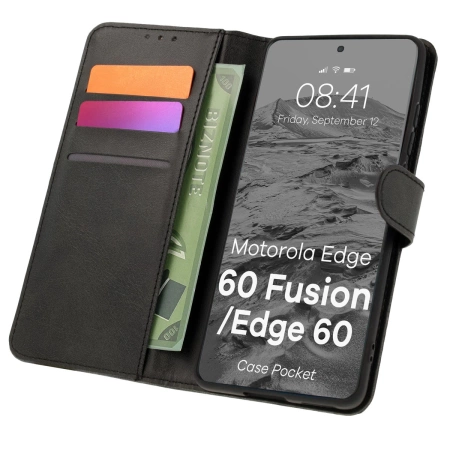 Etui z klapką Bizon Case Pocket do Motorola Edge 60 Fusion / 60, czarne