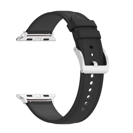 Skórzany pasek Bizon Strap Watch Casual do Apple Watch 38/40/41mm/S10 42mm, czarny
