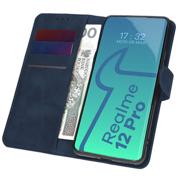 Etui z klapką Bizon Case Pocket do Realme 12 Pro / 12 Pro+, granatowe