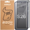 Prywatyzujące szkło hartowane Bizon Glass Edge Shadow do Galaxy S26, przyciemniane z czarną ramką