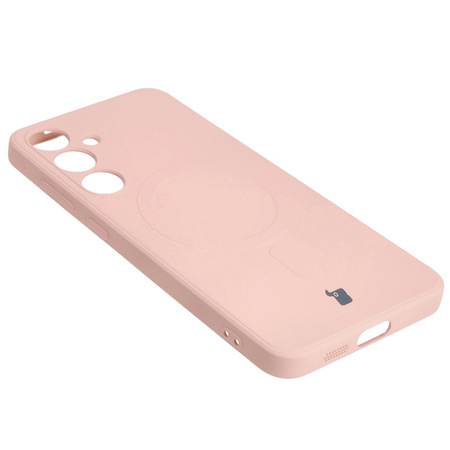 Etui Bizon Case Silicone Magnetic Sq do Galaxy S24 Plus, jasnoróżowe