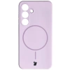 Silikonowe etui z pierścieniem magnetycznym Bizon Soft Case Magnetic do Galaxy S25, jasnofioletowe