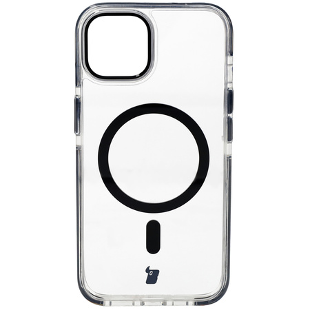 Etui z pierścieniem magnetycznym Bizon Case Marco do iPhone 14 / iPhone 13, przezroczyste z czarną ramką