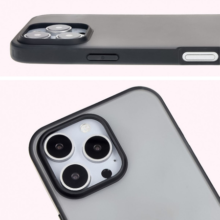 Etui Bizon Case Angelo do iPhone 16 Pro, półprzezroczyste z czarną ramką