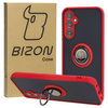 Etui z uchwytem na palec Bizon Case Hybrid Ring do Galaxy M34 5G, przydymione z czerwoną ramką