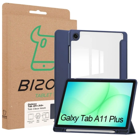 Etui z klapką Bizon Case Tab Clear Matt do Galaxy Tab A11 Plus / A9 Plus, granatowe