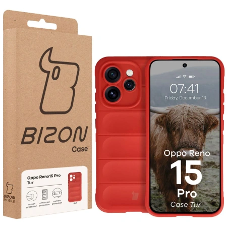 Pancerne etui Bizon Case Tur do Oppo Reno 15 Pro, czerwone