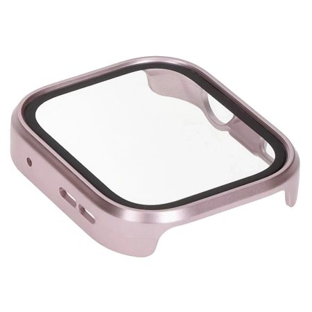 Etui ze szkłem do zegarka Bizon Case Watch Adamo do Huawei Watch Fit 4 Pro, satynowo różowe