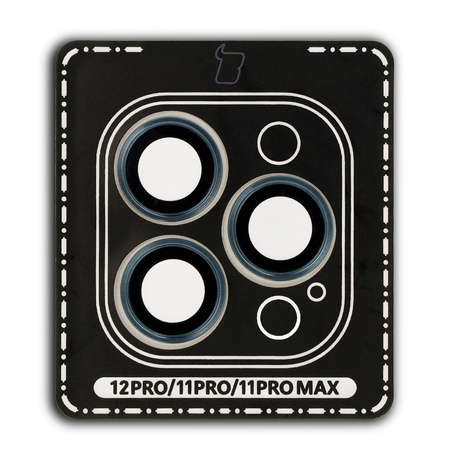 Szkło na aparat z aplikatorem Bizon Glass Snap Lens do iPhone 12 Pro/11Pro/11 Pro Max, 1 zestaw, morska ramka