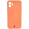 Etui silikonowe z pierścieniem magnetycznym Bizon Case Silicone Magnetic do iPhone 12, marchewkowe