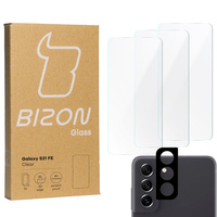 3x Szkło hartowane + szybka na aparat Bizon Glass Clear Pack do Galaxy S21 FE