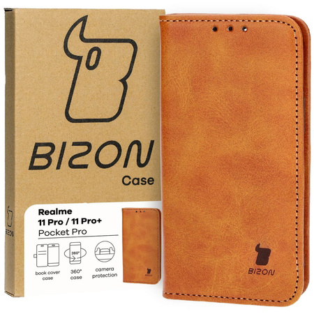 Etui z klapką Bizon Case Pocket Pro do Realme 11 Pro / 11 Pro+, brązowe