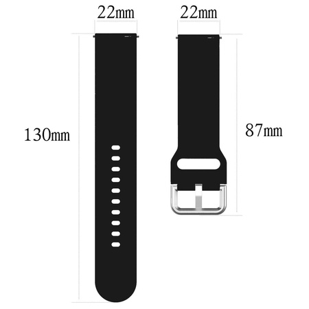Pasek silikonowy do smartwatcha, Bizon Strap Watch Silicone Pro N, Quick Release 22 mm, czarny