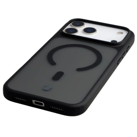Etui z pierścieniem magnetycznym + szkło hartowane Bizon MatteO Pack do iPhone 17 Pro Max, przydymione-czarne
