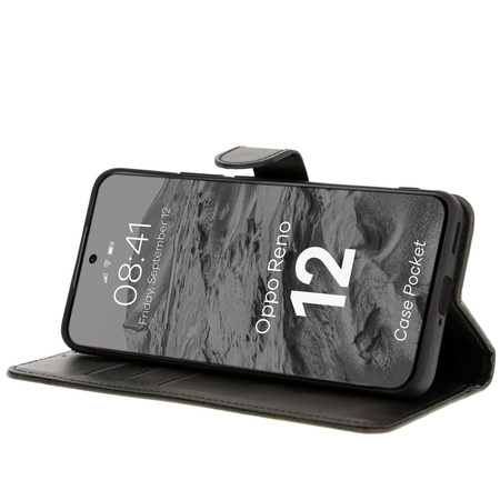 Etui z klapką Bizon Case Pocket do Oppo Reno 12, czarne