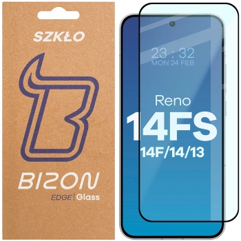 Szkło hartowane Bizon Glass Edge 2 do Oppo Reno14 / 14 FS / 14 F / 13, czarna ramka