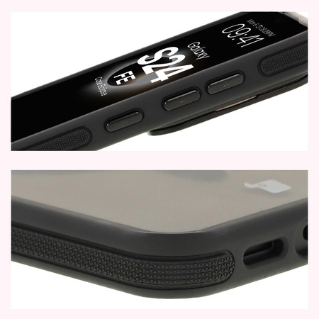 Etui z podstawką i pierścieniem magnetycznym Bizon Case Eclipse do Galaxy S24 FE, przydymione z czarną ramką