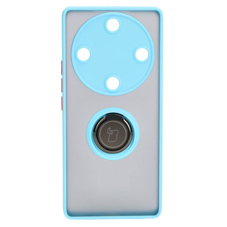 Etui z uchwytem na palec Bizon Case Hybrid Ring do Honor Magic5 Lite, przydymione z jasnoniebieską ramką