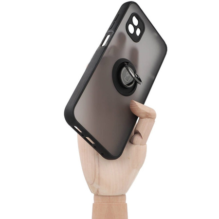 Etui z uchwytem na palec Bizon Case Hybrid Ring do Galaxy Xcover6, przydymione z czarną ramką