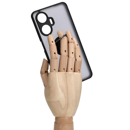 Etui z uchwytem na palec Bizon Case Hybrid Ring do Realme C55, przydymione z czarną ramką