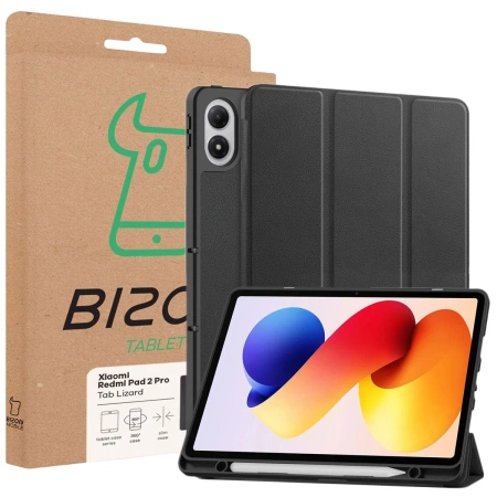 Etui z klapką Bizon Case Tab Lizard do Xiaomi Redmi Pad 2 Pro, czarne