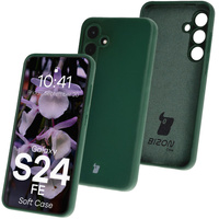 Silikonowe etui Bizon Soft Case do Galaxy S24 FE, ciemnozielone