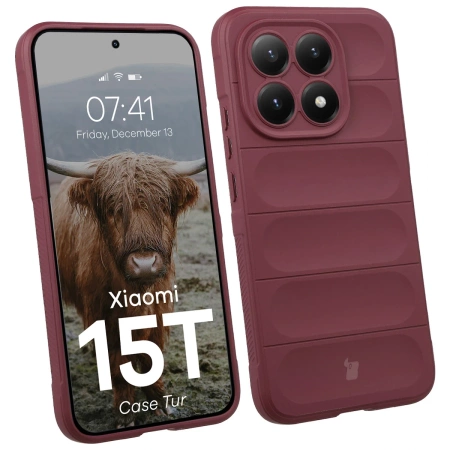 Pancerne etui Bizon Case Tur do Xiaomi 15T, burgundowe