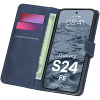 Etui z klapką Bizon Case Pocket do Galaxy S24 FE, granatowe
