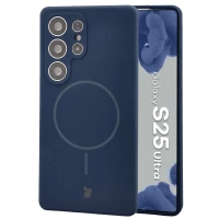 Silikonowe etui z pierścieniem magnetycznym Bizon Soft Case Magnetic do Galaxy S25 Ultra, granatowe